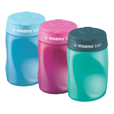 Temperamatite a 3 fori Stabilo Easy con serbatoio per mancini - conf. 3 pezzi - 4501/2